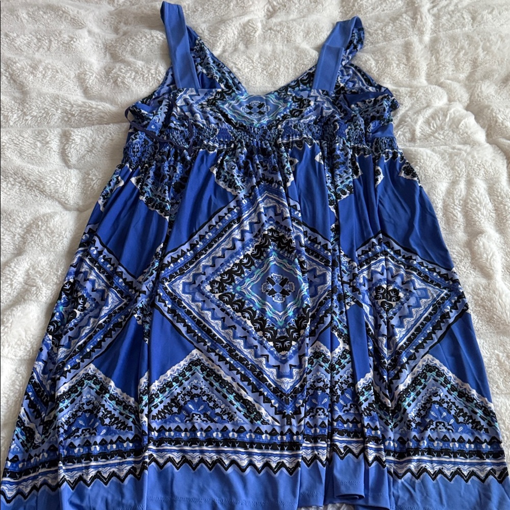 INC International Concepts Blue Patterned Dress - Picture 4 of 4